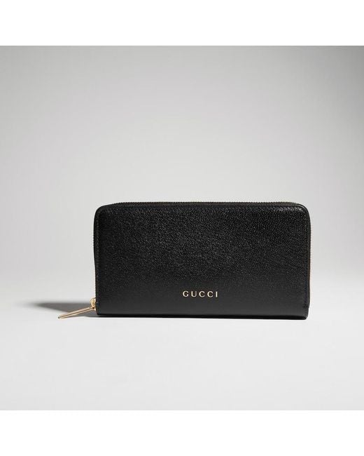 Gucci Black Zip Around Wallet With Lettering