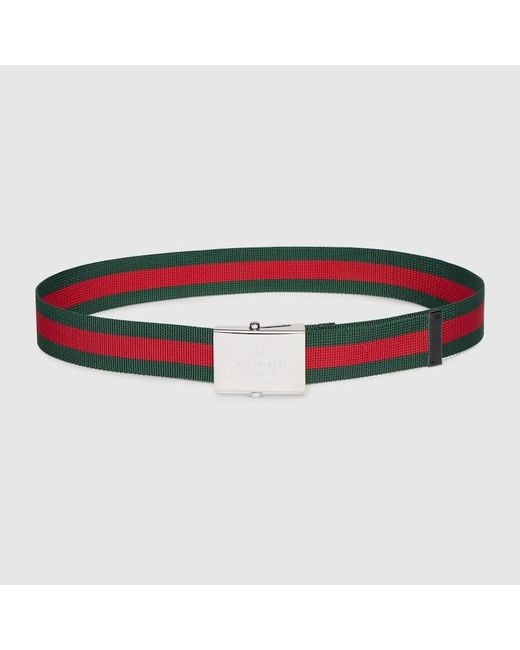 Gucci Red Web Belt With Rectangular Buckle, Size 100 for men