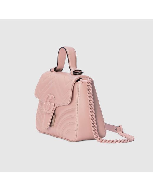 Gucci 〔GGマーモント〕ミニ トップハンドルバッグ, ピンク, Leather Pink