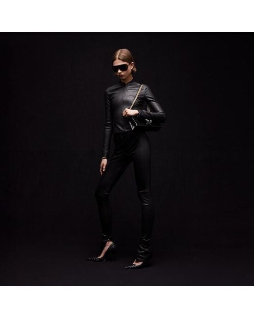 Gucci Gray Light Stretch Leather Skinny Pants
