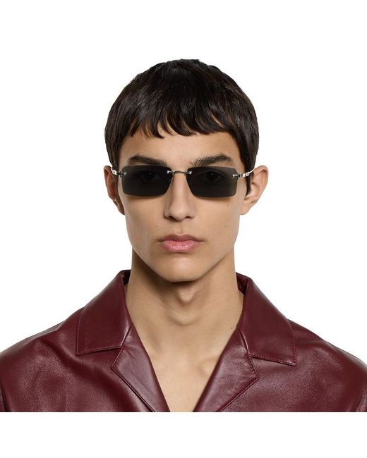 Gucci Gray Rectangular Frame Sunglasses for men