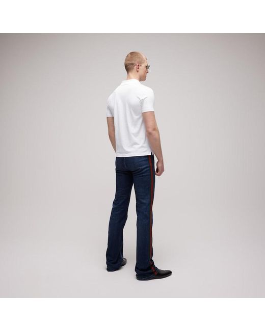 Gucci White Cotton Jersey Polo Shirt With Embroidery for men