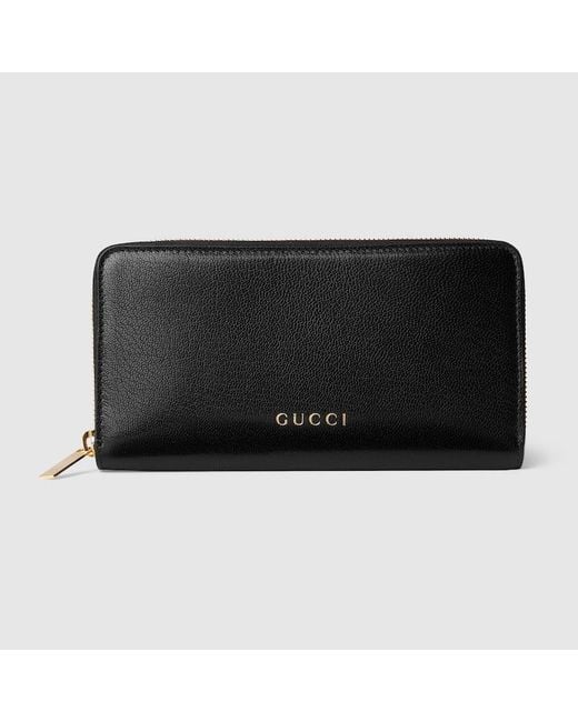 Gucci Black Zip Around Wallet With Lettering