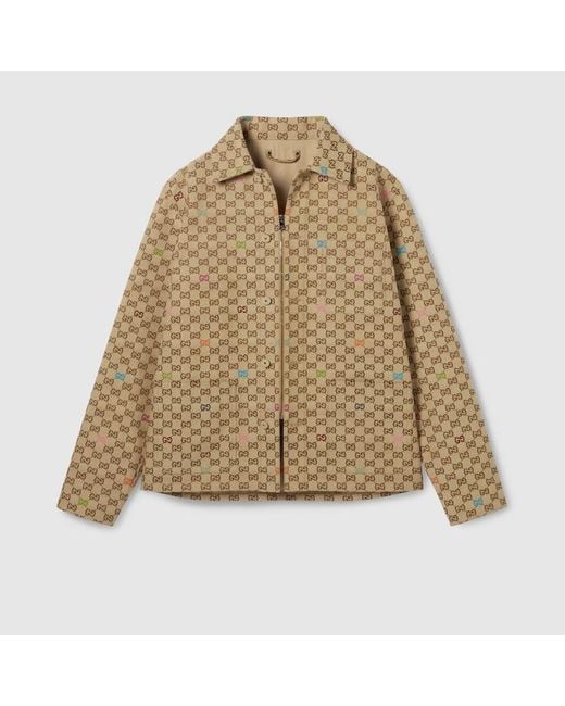 メンズ Gucci Ggキャンバス ジャケット, ベージュ, ウェア Natural