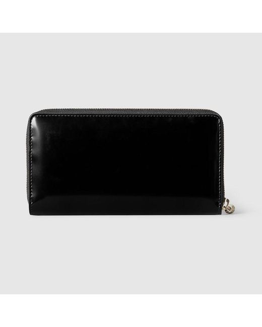 Gucci バンブー付き ジップアラウンドウォレット, ブラック, レザー Black