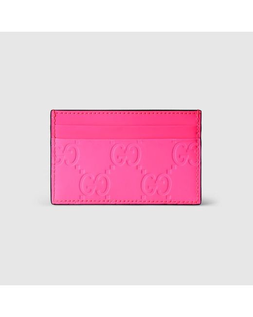 Portacarte Gommato Con GG di Gucci in Pink