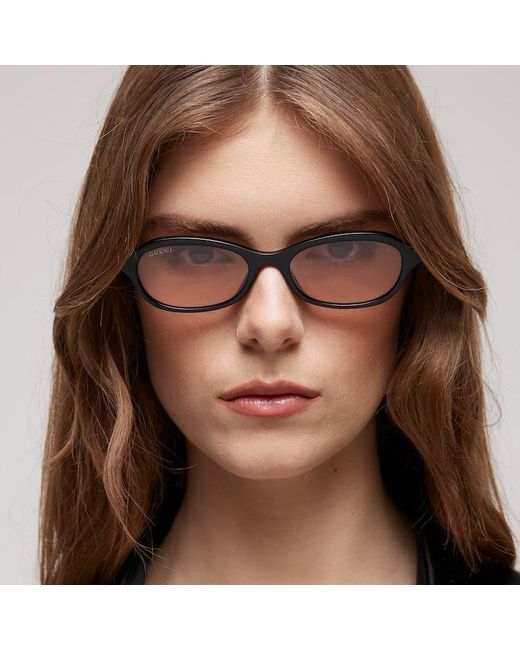 Gucci Brown Oval-Frame Sunglasses