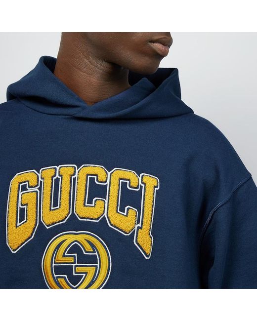 Gucci Blue Cotton Jersey Hooded Sweatshirt for men