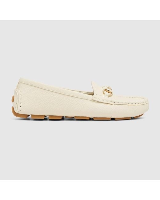 Gucci White Driver Loafer, Leather