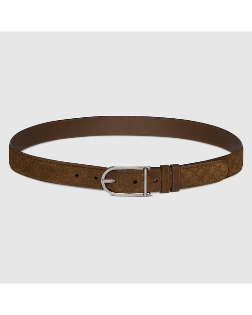 Gucci Brown Reversible Belt With Rounded Buckle, Size 105 for men