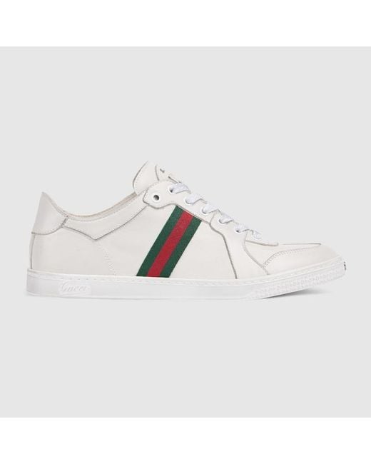 Gucci White Stretch Low-Top Trainer, Uk