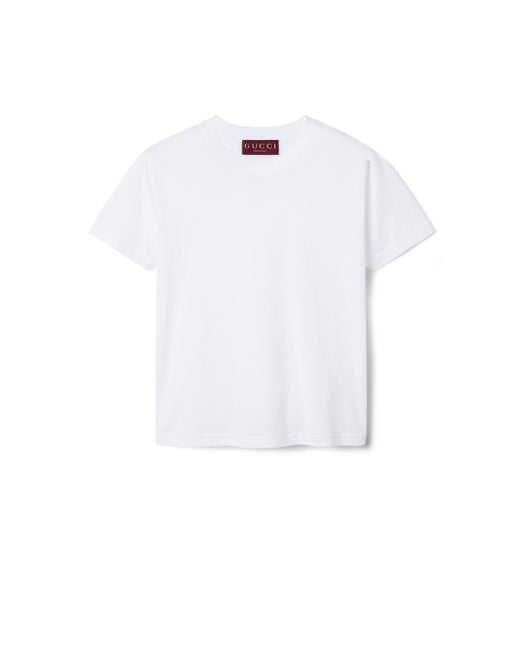 Gucci White Cotton Jersey T-shirt With Embroidery