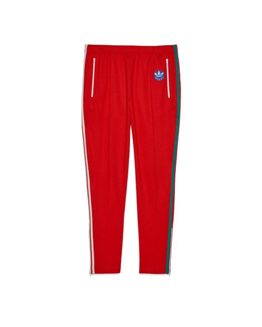 Gucci Red Adidas X Cotton Jersey Track Bottoms for men