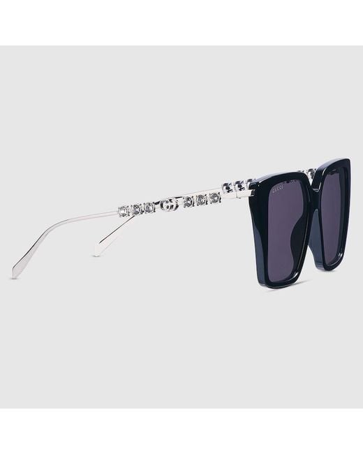 Lunettes De Soleil Carrées Gucci en coloris Blue