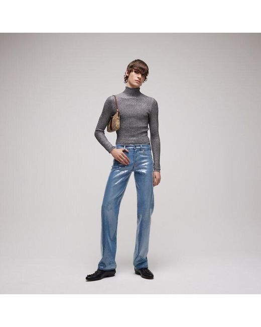 Gucci Gray Lamé Stretch Fabric T-Shirt for men