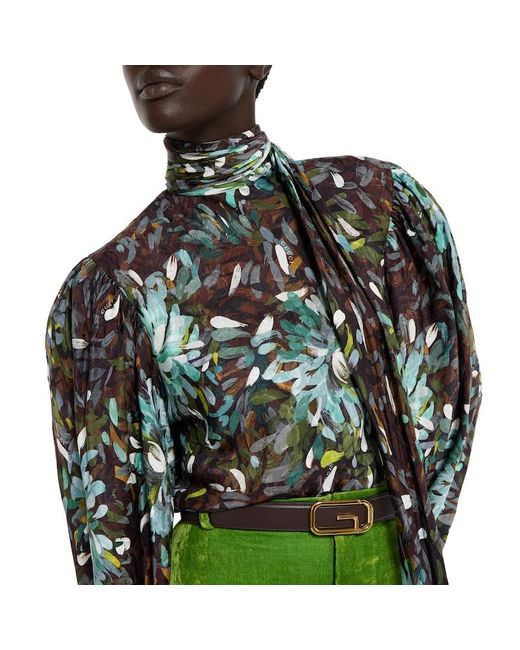 Gucci Blue Printed Silk Twill Shirt