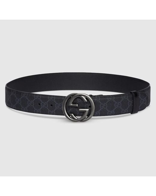 Gucci Black Belt With Interlocking G Buckle, Size 100 for men