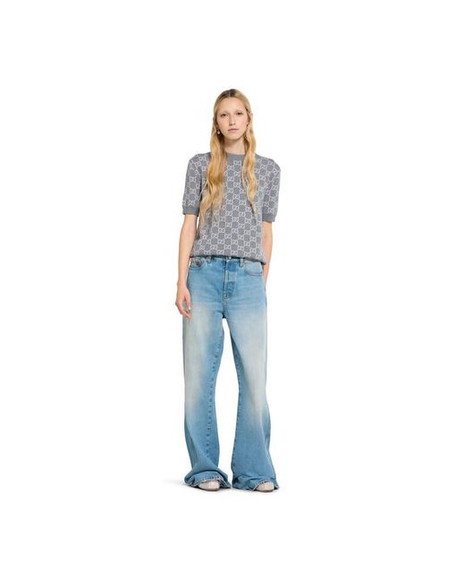Gucci Gray Reversible Gg Fine Wool Jacquard Top