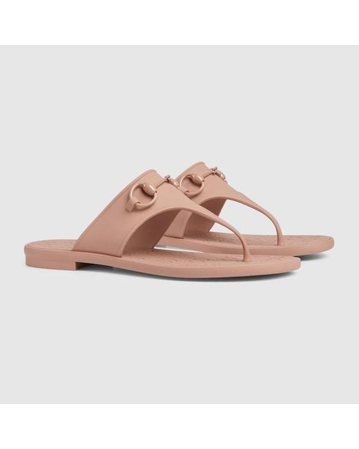 Gucci Pink Thong Sandal With Horsebit