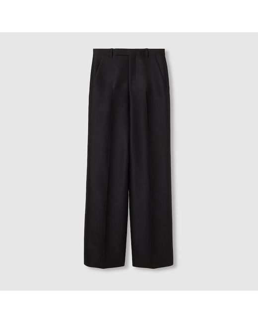 Gucci Black Hose Aus Woll- Und Seidengabardine Mit Stickerei, Größe