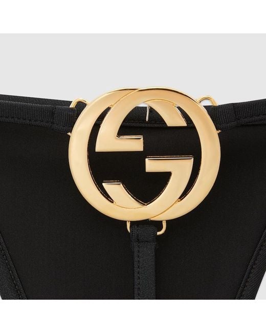 Gucci White Bikini Aus Jersey Mit Gg, Größe