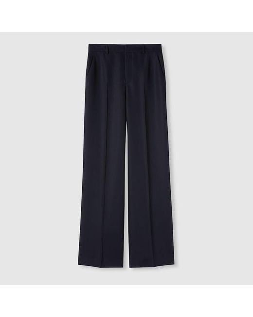 Gucci Blue Wool Pants With Logo