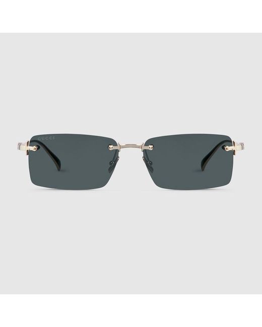 Gucci Gray Rectangular Frame Sunglasses for men