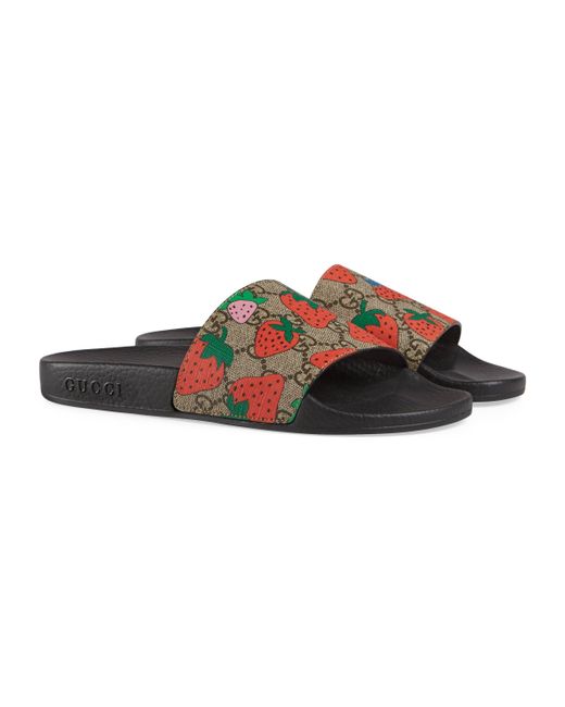 gg gucci strawberry slide sandal