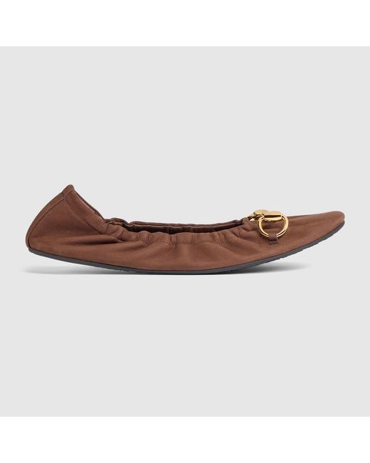Gucci Brown Prima Ballet Flat, Leather