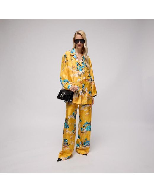 Gucci Orange Printed Silk Twill Leisure Pants, Size 38 It, Ready-To-Wear