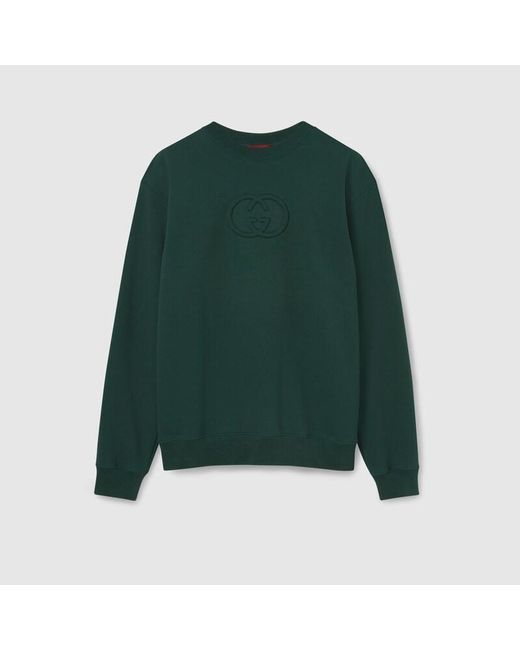 Gucci Green Brushed Cotton Jersey Sweatshirt for men