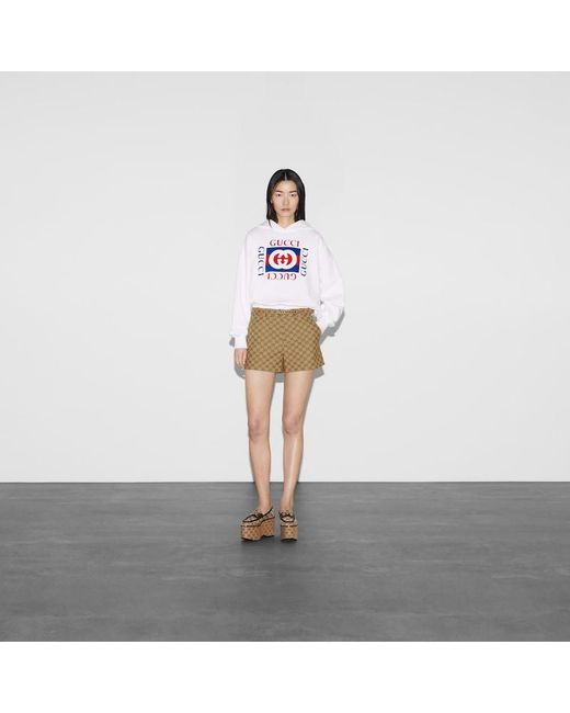 Gucci インターロッキングG コットンジャージー スウェットシャツ, ホワイト, ウェア White