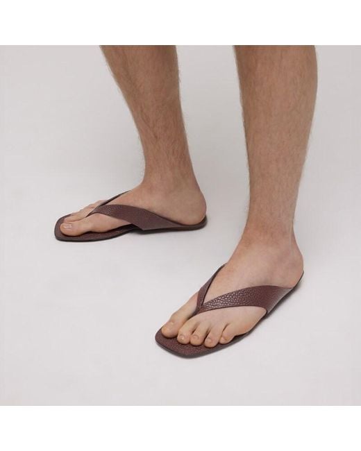 Gucci Brown Thong Sandal With Interlocking G, Leather for men