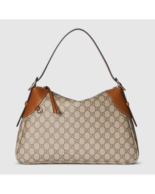 Gucci Brown Gg Emblem Medium Shoulder Bag, , Gg Canvas