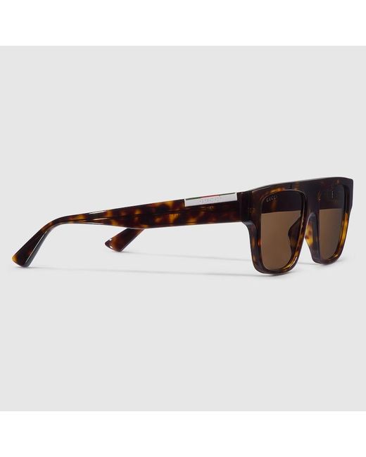 Gucci Brown Rectangular Frame Sunglasses for men