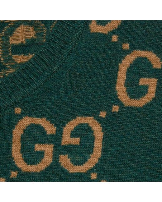 Maglione con logo GG di Gucci in Green da Uomo