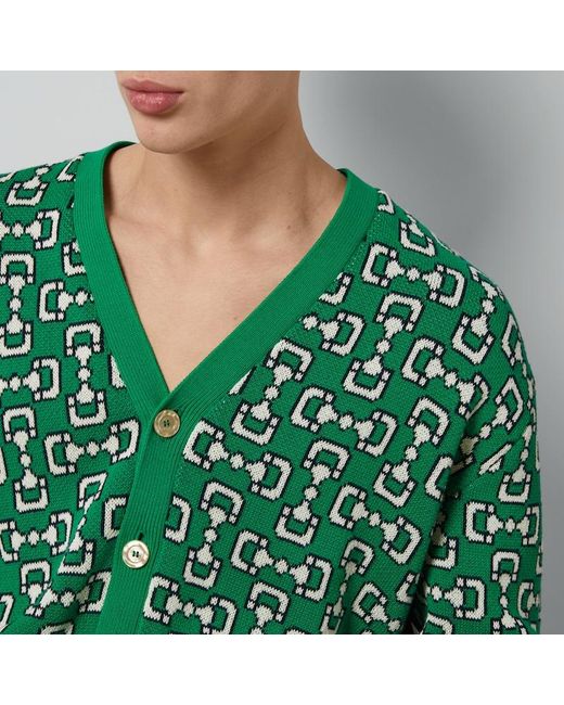Cardigan En Piqué De Coton Motif Mors Gucci pour homme en coloris Green