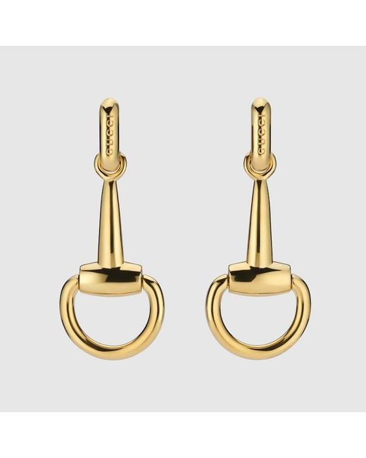 Gucci Metallic Horsebit Earrings, -Toned Metal