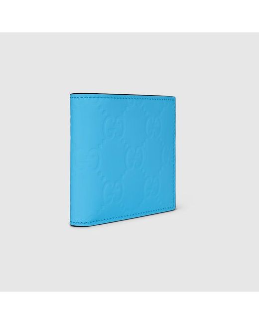 Gucci Blue GG Rubber-effect Bi-fold Wallet for men