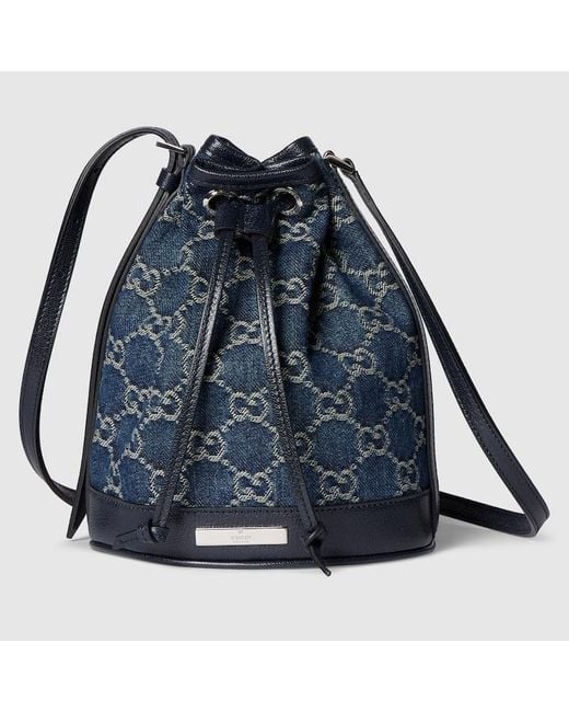 Mini Borsa A Secchiello Con Placca di Gucci in Blue