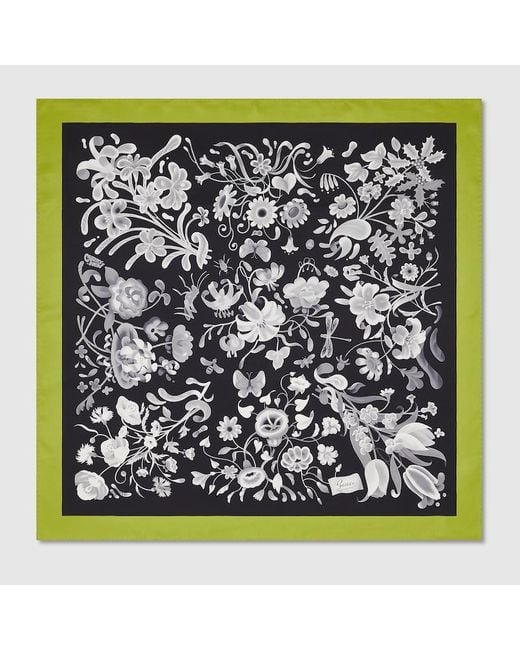 Gucci Black 90 X 90 Project Printed Silk Carré