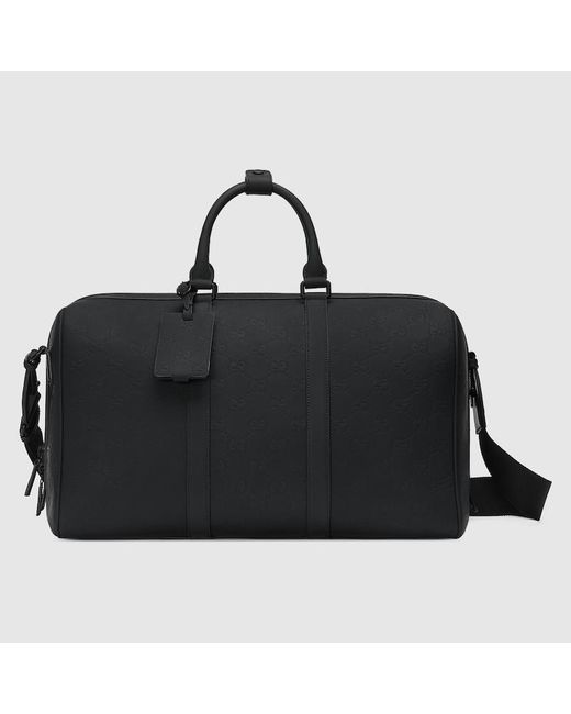 Gucci Black GG Rubber-effect Medium Duffle Bag for men