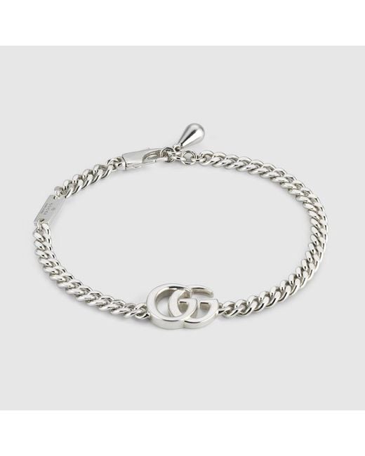 Gucci Metallic Gourmette Chain Double G Charm Bracelet