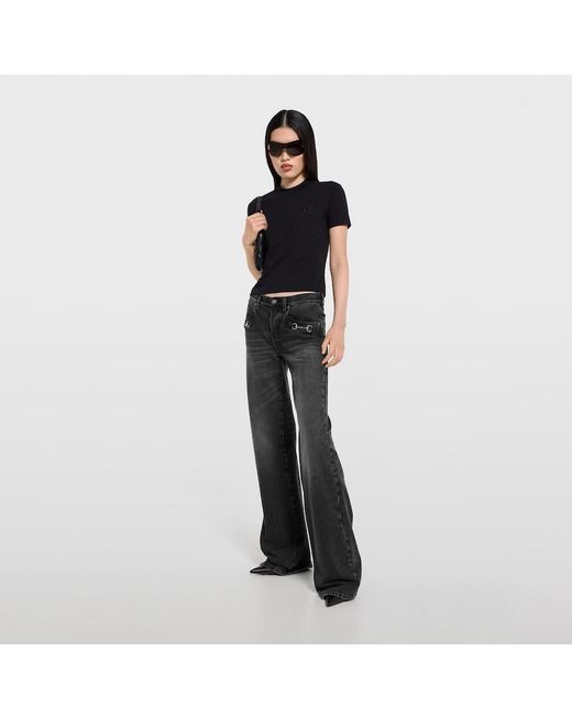 Gucci Black Rayon Jersey T-Shirt With Embroidery