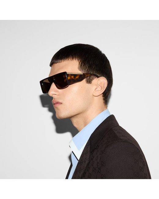Gucci Brown Rectangular Frame Sunglasses for men