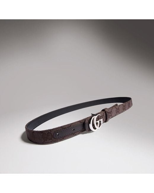 Gucci Black Reversible Gg Marmont Thin Belt, Size 80, Gg Canvas