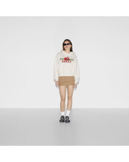 Gucci White Cotton Jersey Sweatshirt With Patch