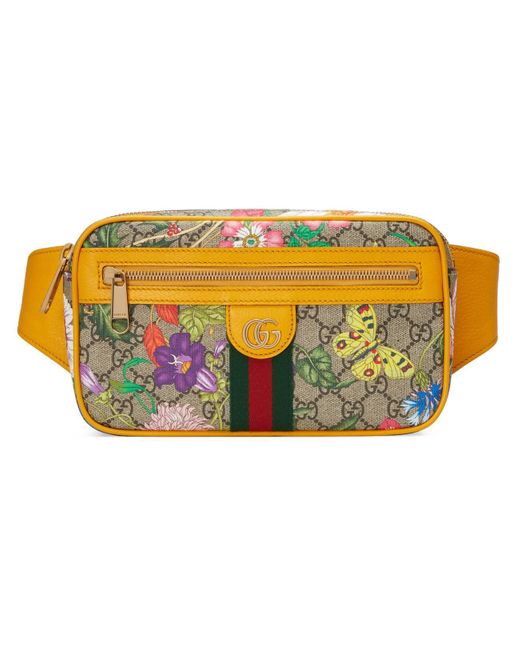 Gucci Yellow Ophidia GG Flora Belt Bag