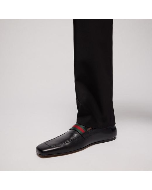 Gucci Black Loafer With Web, Leather
