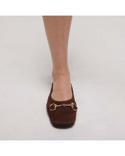Gucci Brown Prima Ballet Flat, Leather